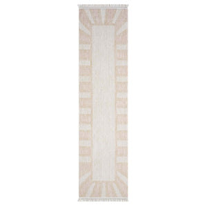 Tapis effet laine bouclée Rose et Beige avec franges - ALEA Alea