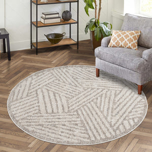 Tapis effet Laine Bouclée Beige et Crème avec franges - ALEA Alea