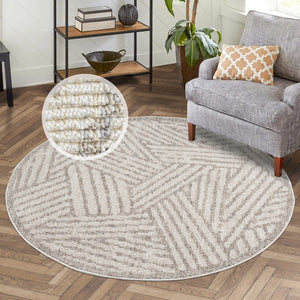 Tapis effet Laine Bouclée Beige et Crème avec franges - ALEA Alea