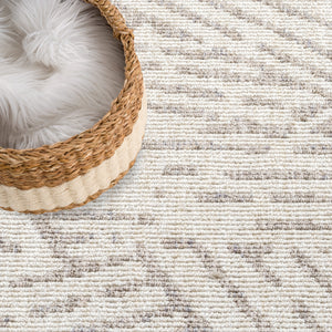 Tapis effet Laine Bouclée Beige et Crème avec franges - ALEA Alea