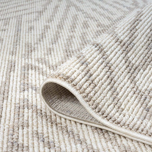 Tapis effet Laine Bouclée Beige et Crème avec franges - ALEA Alea