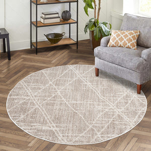 Tapis effet laine bouclée beige avec motif losanges - ALEA Alea