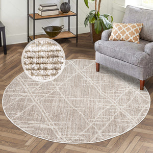 Tapis effet laine bouclée beige avec motif losanges - ALEA Alea