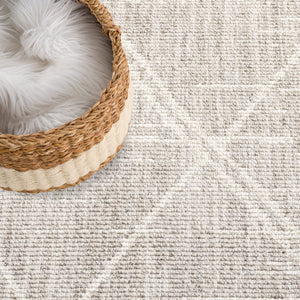 Tapis effet laine bouclée beige avec motif losanges - ALEA Alea