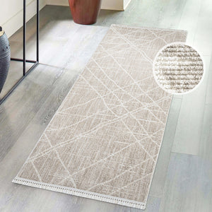 Tapis effet laine bouclée beige avec motif losanges - ALEA Alea