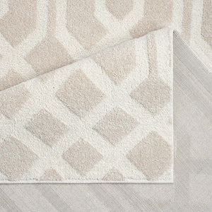 Tapis beige motif géométriques ton sur ton - CIANA Ciana