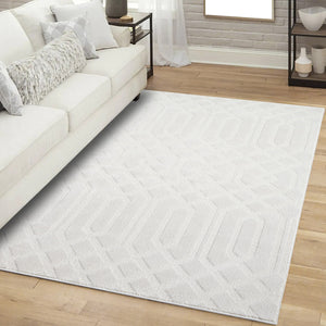 Tapis crème motif géométriques ton sur ton - CIANA Ciana