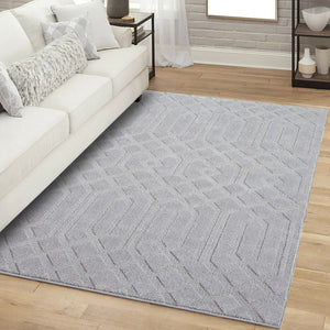 Tapis gris motif géométriques ton sur ton - CIANA Ciana