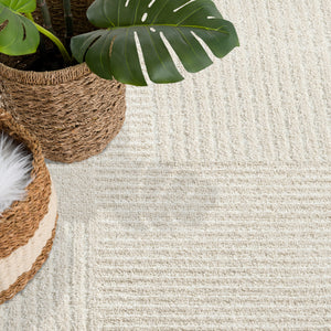 Tapis motif  lignes géométriques beige - CIANA Ciana