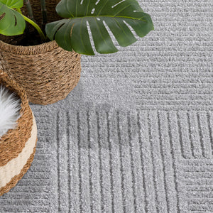 Tapis motif  lignes géométriques gris - CIANA Ciana