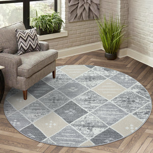 Tapis à motif géométrique losange gris - CIANA Ciana