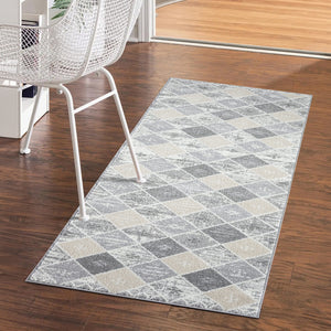 Tapis à motif géométrique losange gris - CIANA Ciana