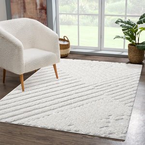 Tapis à motif discret en relief crème - MADI Madi