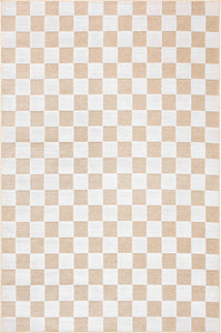 Tapis rectangulaire en motif damier beige et blanc indoor/outdoor - GARDEN Garden