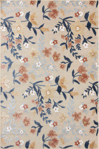 Tapis rectangulaire beige aux motifs fleuris colorés indoor/outdoor - GARDEN Garden