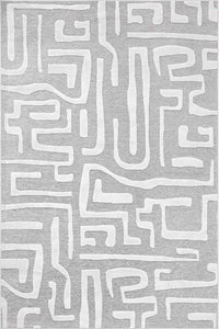 Tapis rectangulaire gris aux lignes abstraites blanches indoor/outdoor - GARDEN Garden