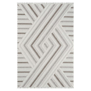 Tapis Crème effet laine bouclée motif géométrique - LANA Lana