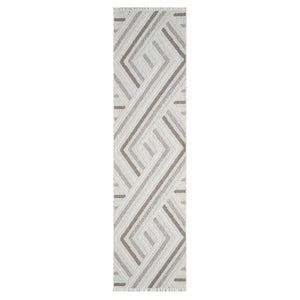 Tapis Crème effet laine bouclée motif géométrique - LANA Lana