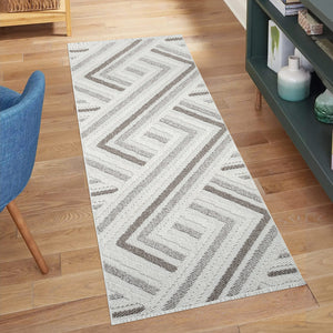 Tapis Crème effet laine bouclée motif géométrique - LANA Lana