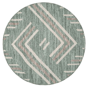 Tapis Vert effet laine bouclée motif géométrique - LANA Lana