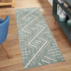 Tapis Vert effet laine bouclée motif géométrique - LANA Lana