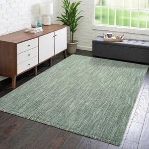 Tapis effet laine bouclée vert uni - LANA Lana