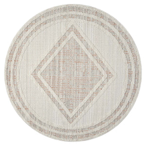 Tapis terracotta effet laine bouclée à motif losange et franges - LANA Lana