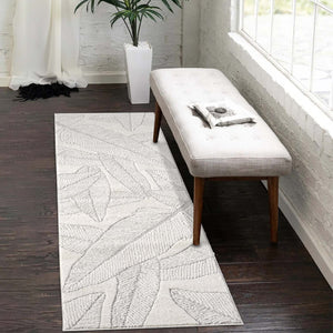 Tapis gris à motif végétal - ELENE Elene