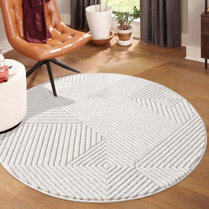 Tapis gris à motif géométrique en relief - ELENE Elene