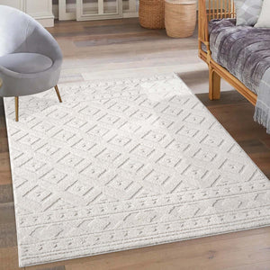 Tapis crème à motif géométrique losange - ELENE Elene