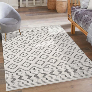 Tapis gris à motif géométrique losange - ELENE Elene