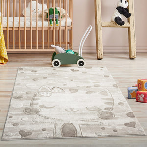 Tapis enfant chat crème - CAMY Camy