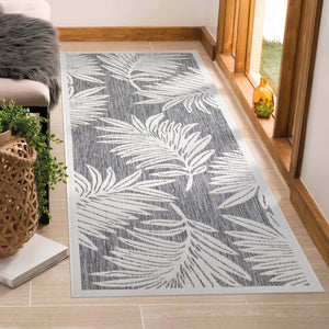 Tapis extérieur et intérieur gris à motif végétal - COSTA Costa