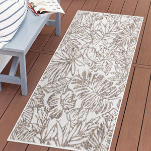 Tapis extérieur et intérieur à motif végétal beige - COSTA Costa