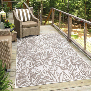 Tapis extérieur et intérieur à motif végétal beige - COSTA Costa