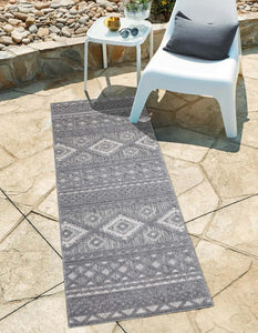 Tapis intérieur et extérieur anthracite à motif losange - SANTORINI Santorini