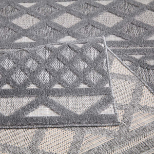 Tapis intérieur et extérieur anthracite à motif losange - SANTORINI Santorini