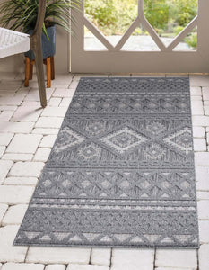 Tapis intérieur et extérieur anthracite à motif losange - SANTORINI Santorini