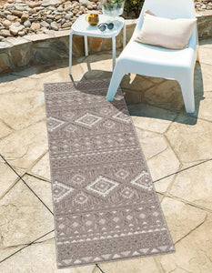 Tapis intérieur et extérieur marron à motif losange - SANTORINI Santorini