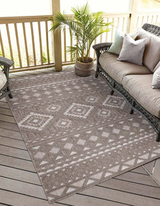 Tapis intérieur et extérieur marron à motif losange - SANTORINI Santorini