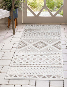 Tapis intérieur et extérieur crème à motif losange - SANTORINI Santorini