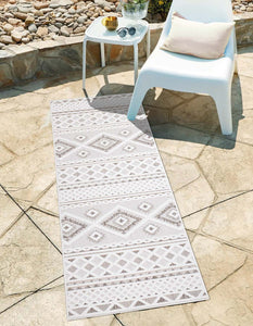 Tapis intérieur et extérieur crème à motif losange - SANTORINI Santorini