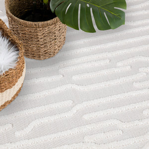 Tapis intérieur et extérieur crème à motif en relief - SANTORINI Santorini