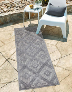 Tapis intérieur et extérieur à motif losange anthracite - SANTORINI Santorini