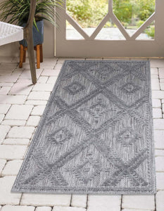 Tapis intérieur et extérieur à motif losange anthracite - SANTORINI Santorini