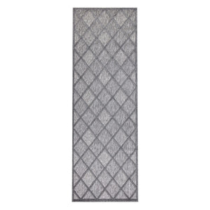 Tapis intérieur et extérieur anthracite à motif quadrillé losange - SANTORINI Santorini