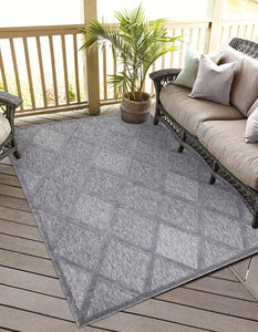 Tapis intérieur et extérieur anthracite à motif quadrillé losange - SANTORINI Santorini