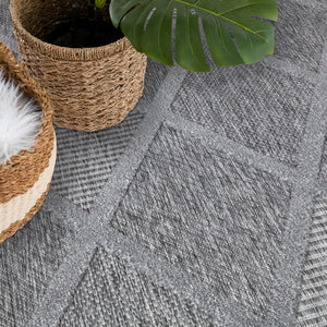 Tapis intérieur et extérieur anthracite à motif quadrillé losange - SANTORINI Santorini