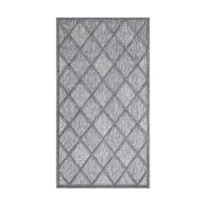 Tapis intérieur et extérieur anthracite à motif quadrillé losange - SANTORINI Santorini