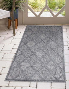 Tapis intérieur et extérieur anthracite à motif quadrillé losange - SANTORINI Santorini